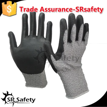 SRSAFETY 12 Pairs Nylon-HPPE Cut Resistant Nitrile Dipping Working Glove,Cut Level 3