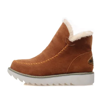 Odetina 2016 Warm Plush Platform Ankle Snow Boots Flat Women Winter Shoes Non-slip Large Size Black Suede Ladies Slip On Boots