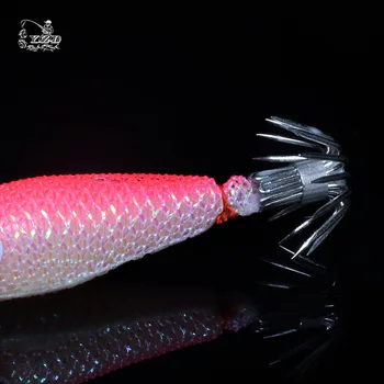 New 7pcs Luminous Squid Jigs Light umbrella Stainless Steel hook Fishing Cuttlefish Shrimp 1.5 Octopus Bait Lure jigging