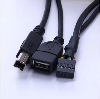 Motherboard 9Pin USB Female to USB A Female + Printer Port USB 2.0 B/M Splitter Y Cable CORD 50cm PC DIY