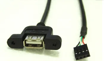 1pcs/lot---25cm Internal Motherboard USB 4pin 4p single row male to A female panel mount Cable
