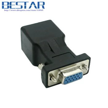 Extender VGA RGB HDB 15pin Female to LAN CAT5 CAT6 RJ45 cat6 Network Cable Female Adapter adaptor RJ45 connector