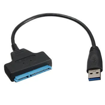 New Black Top Quality Plug and Play High Speed USB 3.0 to SATA 7+15 22 Pin Adapter Cable for 2.5 SSD Hard Disk Drive adapter