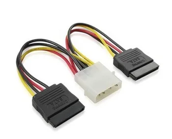 1PCS---Brand NEW 4Pin power connector to 2x Serial ATA SATA HDD Power Adapter Cable