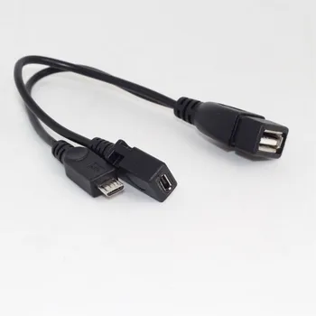 50pcs Micro USB Male To USB 2.0 Female Host OTG Cable + Micro USB Adapter Y Splitter