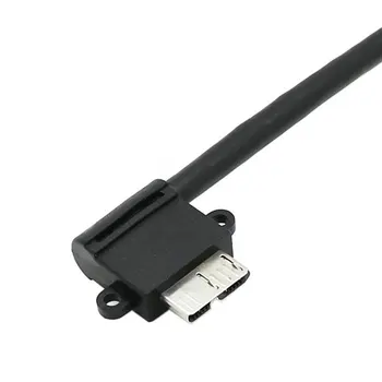 Black Down Angled 90 Degree USB 3.0 to Micro USB 10Pin Left Angled Cable 20cm for Cell phone & Hard Disk SSD