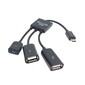Micro USB Host OTG Adapter Cable with Dual Port Hub & Power for Galaxy S5 S4 S3 Note2 Note3 Cell Phone & Tablet