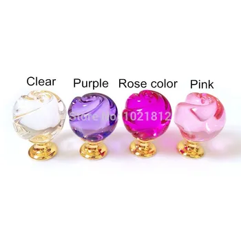 1pc Rose Crystal Cabinet Knob Handle Cupboard Closet Drawer Knob Pull Handle Kitchen Pull Wholesale
