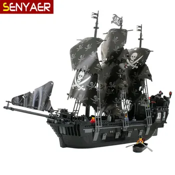 1184Pcs Pirates of the Caribbean Black Pearl ship 87010 Modle oversized building blocks Periphery Children educational Toys