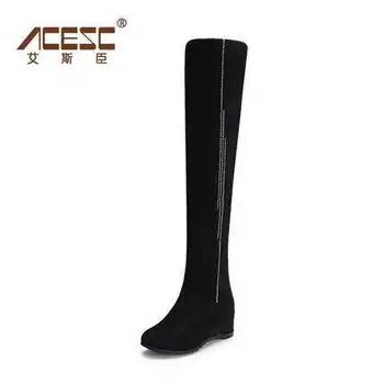 New Designers Women's Boots 2017 New Famous Brand Ladies Black Long Boot Shoes Over The Knee Riding Booties De Femme S3275