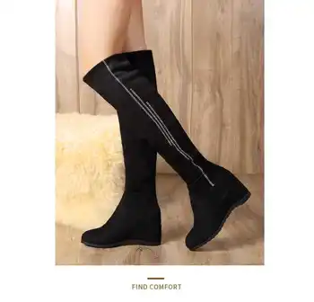 New Designers Women's Boots 2017 New Famous Brand Ladies Black Long Boot Shoes Over The Knee Riding Booties De Femme S3275