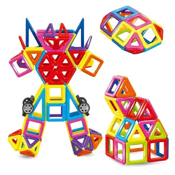 3D DIY Toys 128pcs/Set Intelligence Magnetic Building Blocks Kit Plastic Assemble Early Education Magnet Stacking Blocks For Kid