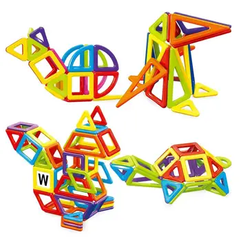 3D DIY Toys 128pcs/Set Intelligence Magnetic Building Blocks Kit Plastic Assemble Early Education Magnet Stacking Blocks For Kid