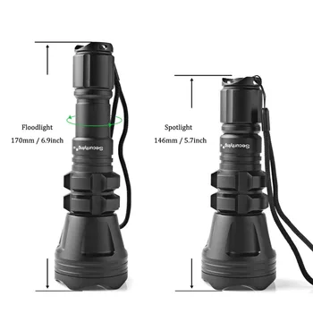 SecurityIng Red / Green / White Led 900LM Hunting Flashlight XM-L2 U4 5 Modes Zoomable Waterproof 18650 Torch + Remote Pressure