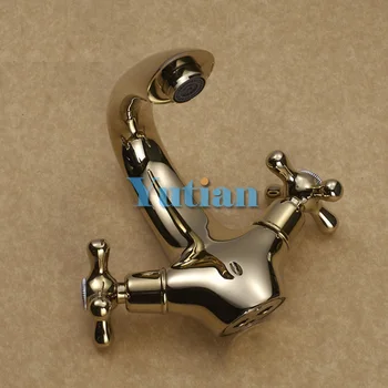 Bathroom gold Basin Faucet Gold finish Brass Mixer Tap with ceramic torneiras para banheiro YT-5063