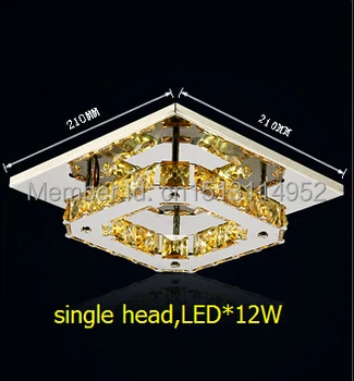 Single head amber crystal ceiling lamp / led *12W 21*21CM stainless steel crystal entrance lamp