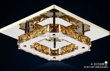 Single head amber crystal ceiling lamp / led *12W 21*21CM stainless steel crystal entrance lamp