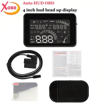 W03 4 Inch Car HUD Head Up Digital LCD Display OBD II Interface Voice / Speed / Engine Temperature / KM/h & MPH Speeding Warning