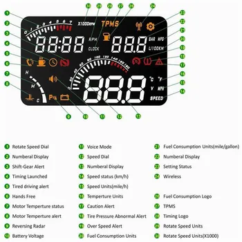 W03 4 Inch Car HUD Head Up Digital LCD Display OBD II Interface Voice / Speed / Engine Temperature / KM/h & MPH Speeding Warning