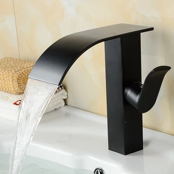 BAKALA tall bathroom faucet water mixer tap.ORB waterfall basin faucet with Hot and Cold Water LT-514AR