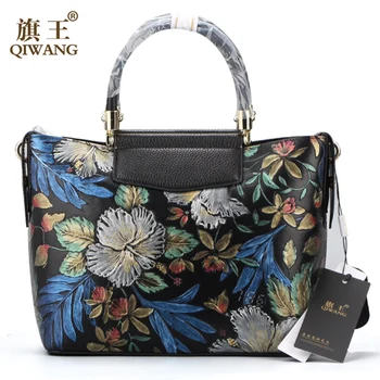 Qiwang Real Leather Handbag Women Love Chinese Style Lady Bag Vintage Real Leather Shoulder Luxury Handbag Women Bags Designer