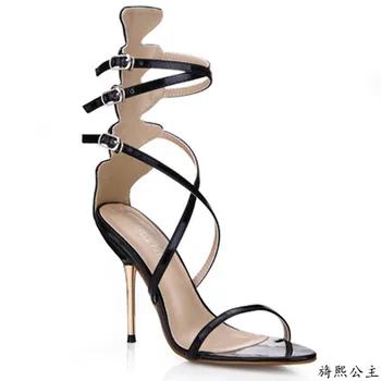 Womens Summer Shoes 2016 Buckle Strap Ladies Party Shoes Custom Made High Thin Heels Covered Back Fashion Chausson Femme Sandals