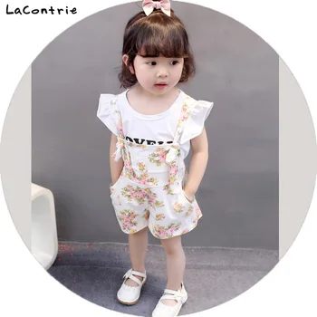 Safety Cosy Lacontrie flowers Clothing for babies baby girl newborns cotton Kids' things Clothes T-shirt + Shorts