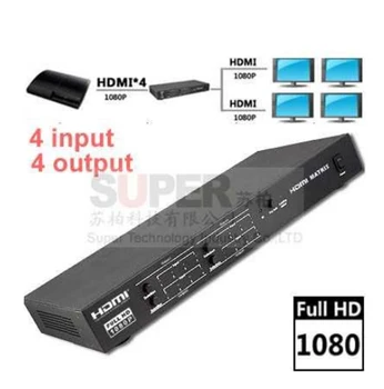 LKV344 RS232 function,4x4 HDMI Matrix Switch with Remote Control,HDMI switch support 1080P,4 input ports 4 output video adapter
