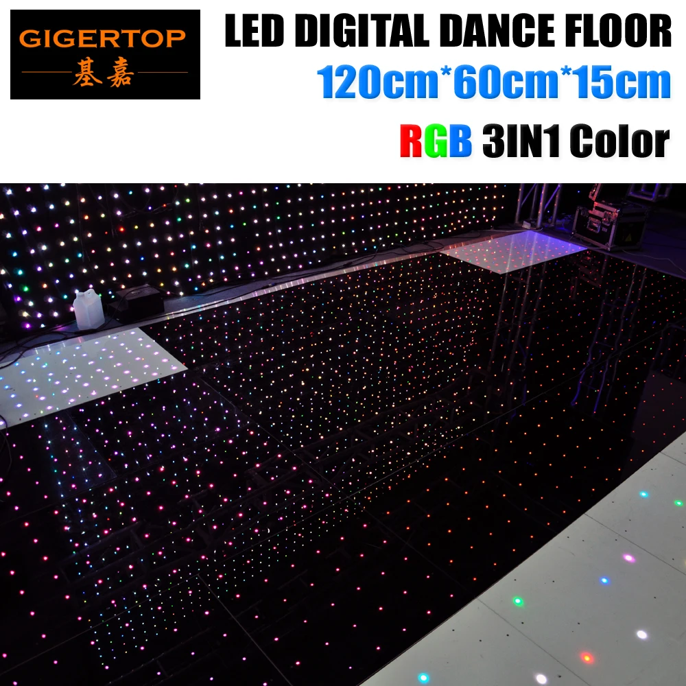 TIPTOP TP-E26 Stage 120cm x 60cm LED Digital Dance Floor Bearing 800kg Panel 72pcs RGB 3IN1 SMD 5050 Lamps Aluminum Edge Option