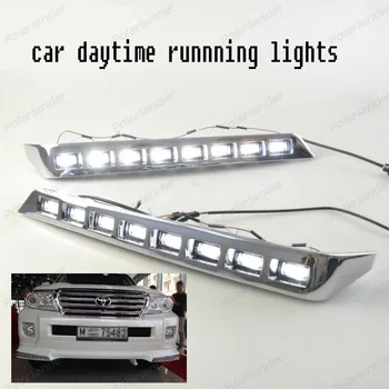 2 pcs bright Car styling For T/oyota L/ANDCRUISER LED DRL F/J200 LC200 fog cover daytime running lights 2012-led fog lamps