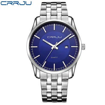 50pcs/lot, CRRJU Luxury Brand Simple Fashion Casual Business Watches Men Date Waterproof Quartz Mens Watch