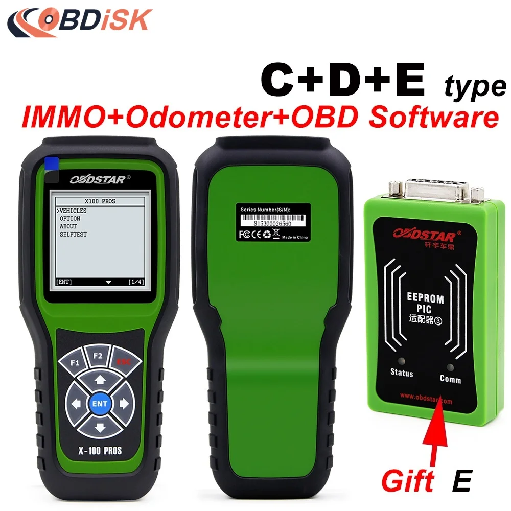 2017 Original OBDSTAR X100 PROS C+D+E model for IMMO+Odometer+OBD Software X-100 pros C Type+D Type+EEPROM Adapter DHL FREE