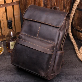 Genuine Leather Backpack Large Capacity Cow Leather Travel Bags Business Bag For Man /Women Vintage Laptop Bag