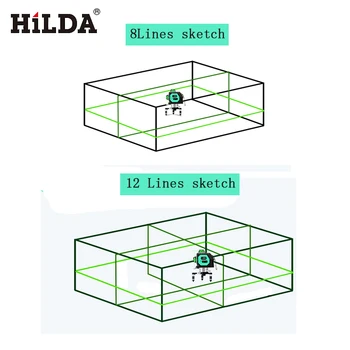 HILDA 12 Line 3D laser level 360 Vertical And Horizontal Laser Level Self-leveling Cross Red Line 3D Laser Level Professional