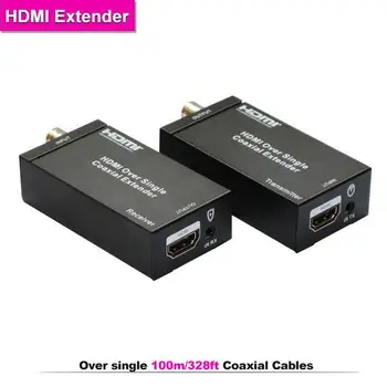 HDMI + IR over single 75ohm RG-6U Coax Cable Extender Balun Sender Receiver BNC 100m/328ft