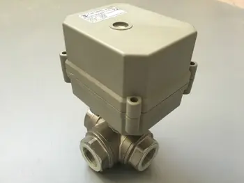 TF20-S3-C 3/4'' (DN20) 3 Way T Port Stainless Steel Actuated Ball Valve DC12V 5 Wires With Signal Feedback CE/IP67