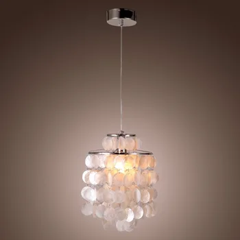 Modern Lotf Pendant Light Bedroom Lamps E27 Luster Light Shell Restaurant Pendant Lamp Warm White Crystal Led Fixture