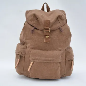 FAIRY SERAPHIM Camera box Canvas Backpack String Washed Bag with Leather Rucksack Men Women Backpacks