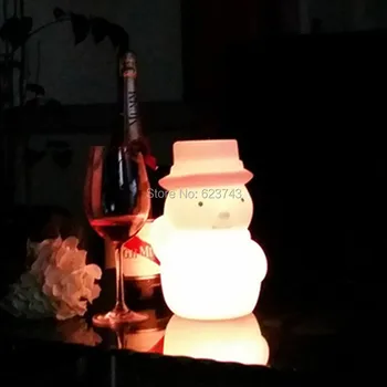 Plastic rechargeable battery illuminated Christmas LED Snowman night table lamp led baby night light for gift