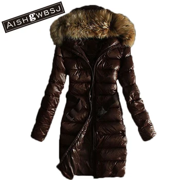 AISHG Women Hooded Jacket Autumn Winter Fashion Slim Cotton-padded Belt Zipper Coat Female Wadded Outerwear New Plus Size ZP254