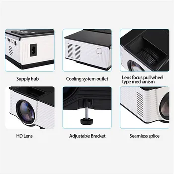 Mini Projector 1080P HD 1500 lumens 55W 800 * 480 100-240V Home Theater HDMI USB Video LED LCD high brightness, energy saving