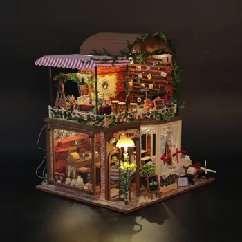 Doll House Villa Model Include Dust Cover and Furniture Diy Miniature 3D Puzzle Wooden Dollhouse Creative Birthday Gifts Toys