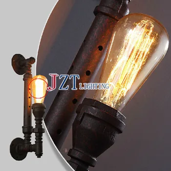 T 2 piece American Country Retro Wall Lamp Black Iron Pipe LED Bar lights porch light for Corridor Home Lighting Living Room