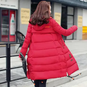 2016 Cotton Padded Jacket Women Winter Longer Sections Hooded Parkas Slim Thick Warm Cotton Coat Plus Size PW0049
