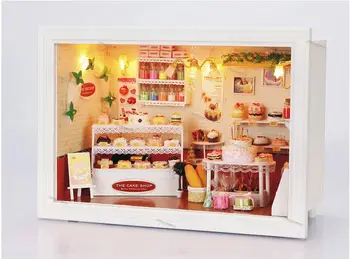Diy Doll house birthday cake shop happiness prank kiss special handmade model dollhouse toy send dolls