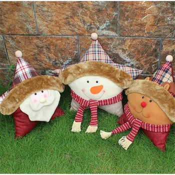 Lovely Christmas Plush Toys Grandpa Deer Snowman Star Soft Stuffed Pillow Cushion Kids Baby Doll Gift