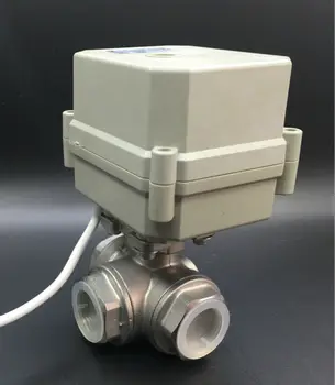 TF20-S3-C CE/IP67 Certified 3/4'' (DN20) Stainless Steel 3-Way Electric Water Valve T Type DC24V 5 Wires With Signal Feedback