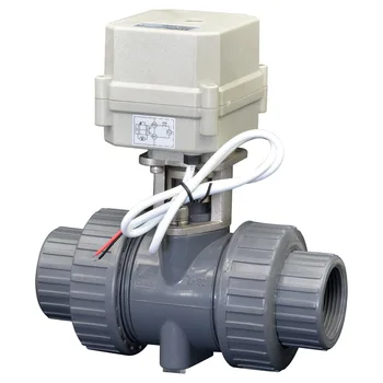 PVC 11/4'' Electric Motorized Valve DC24V 5 Wires With Signal Feedback 2 Way DN32 Plastic Actuated Valve 10NM On/Off 15 Sec CE