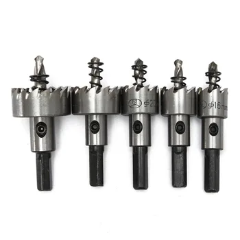 Binoax 5pcs Carbide Tip HSS Drills Bit Hole Saw Set Stainless Steel Metal Alloy 16/18.5/20/25/30mm #W00172#