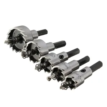 Binoax 5pcs Carbide Tip HSS Drills Bit Hole Saw Set Stainless Steel Metal Alloy 16/18.5/20/25/30mm #W00172#